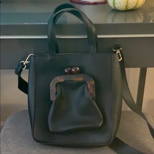 Anthropologie Black Leather Crossbody
